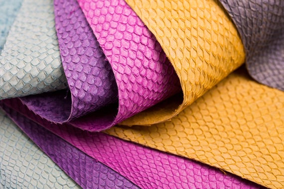 fish leather with different colours