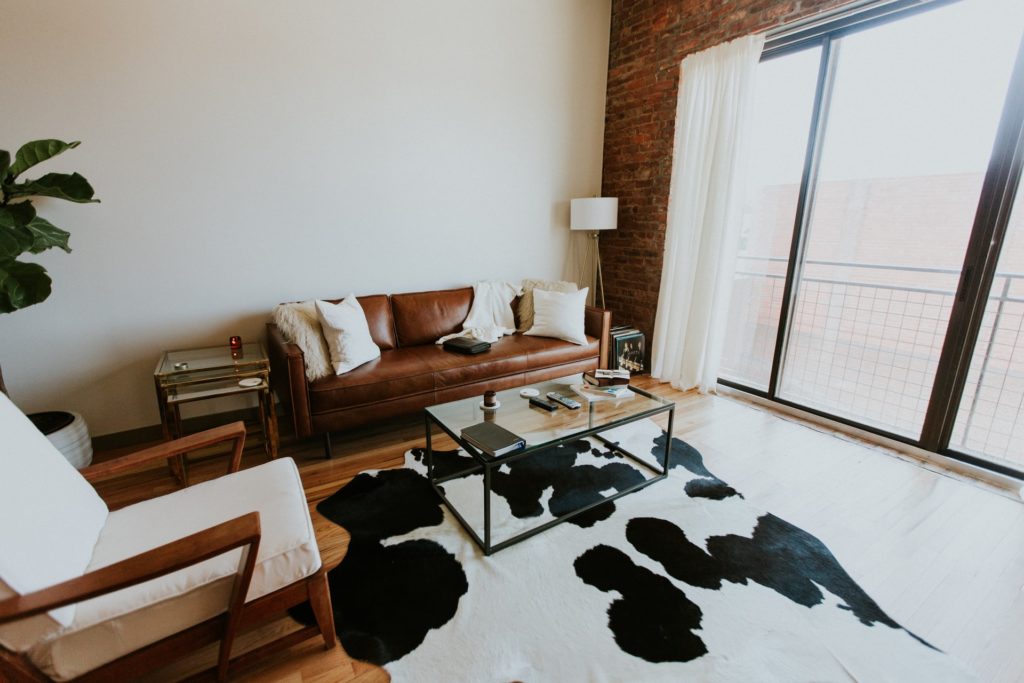 brown leather sofa minimal interior design